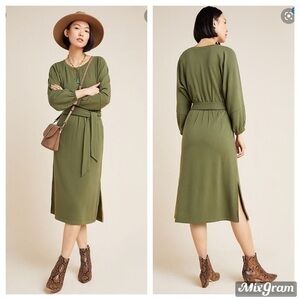 Anthropologie Thalia knit green midi dress